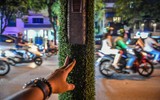 Cột điện, bốt điện tại Hà Nội bất ngờ được quấn cỏ nhựa, phủ gỗ