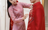 Trang phục đậm chất hoài cổ trong lễ ăn hỏi Quang Hải – Thanh Huyền 