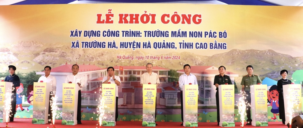 Lễ khởi công xây dựng Trường Mầm non Pác Bó xã Trường Hà, huyện Hà Quảng, tỉnh Cao Bằng.