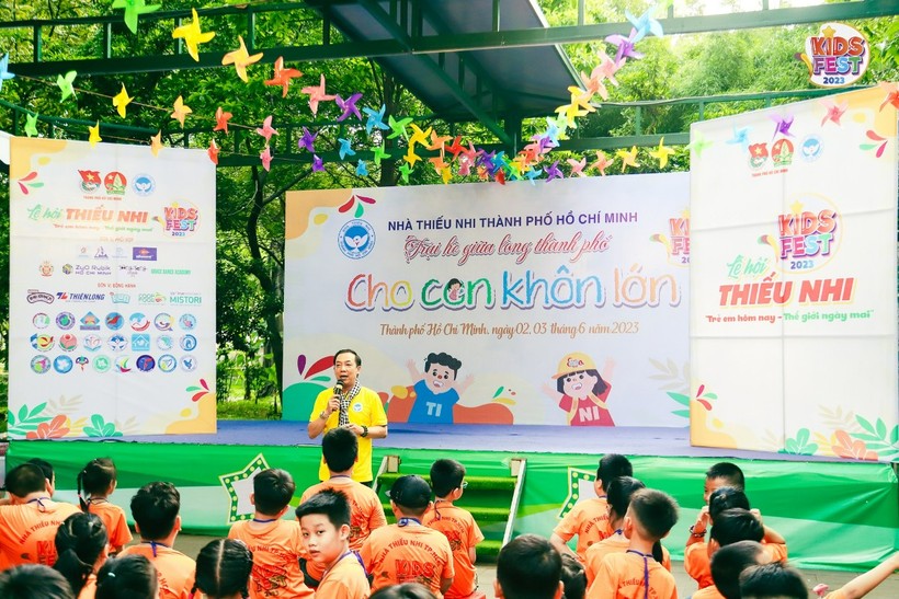 Trại sinh cùng sinh hoạt tập thể ở Lễ hội Thiếu nhi TPHCM (Kids Fest) 2023. (Ảnh: Thành đoàn TPHCM) 
