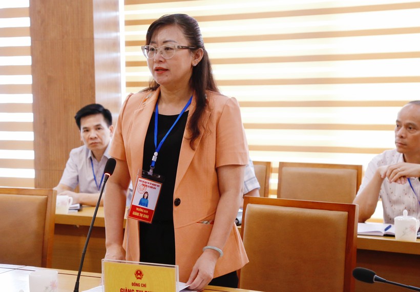 Bà Giàng Thị Dung, Phó Chủ tịch UBND tỉnh Lào Cai phát biểu tại buổi làm việc.