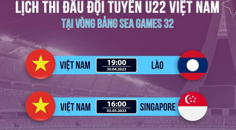Lịch thi đấu của U22 Việt Nam tại vòng bảng SEA Games 32.