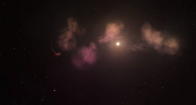 Ngôi sao RZ Piscium có các đám mây bụi khí bay xung quanh