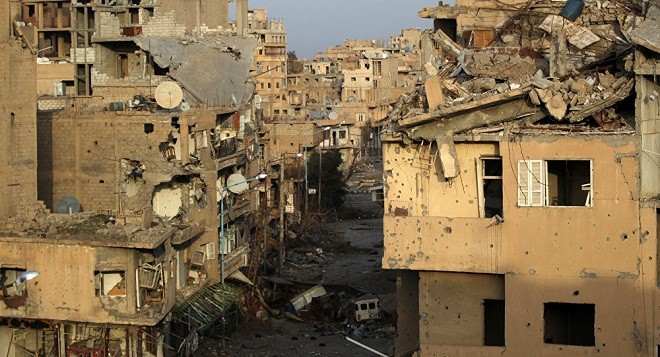 Những tòa nhà bị tàn phá ở Syria