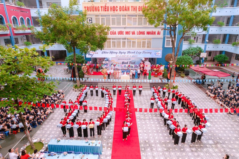 Một góc Trường Tiểu học Đoàn Thị Điểm - Hà Nội nhìn từ trên cao.