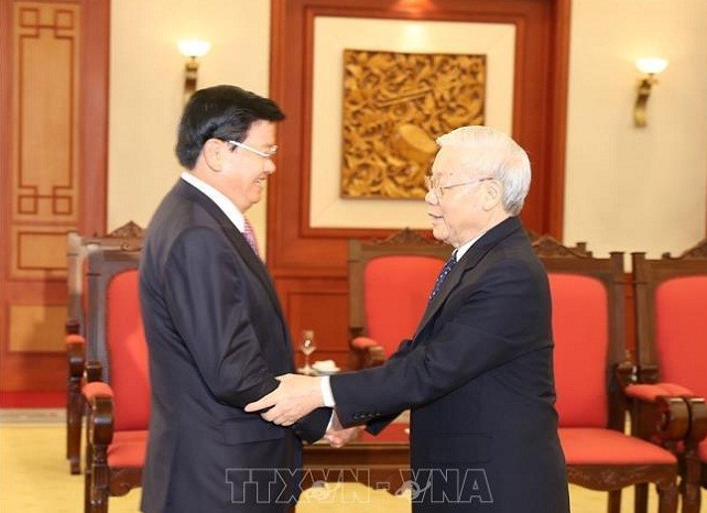 Tổng Bí thư, Chủ tịch nước Nguyễn Phú Trọng tiếp đồng chí Thongloun Sisoulith, Thủ tướng Chính phủ nước Cộng hòa Dân chủ Nhân dân Lào.