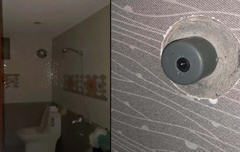 Chiếc camera trong phòng tắm và nhà vệ sinh bị nữ sinh phát hiện tại khu nhà trọ của ông T.V.N. Ảnh: ITN