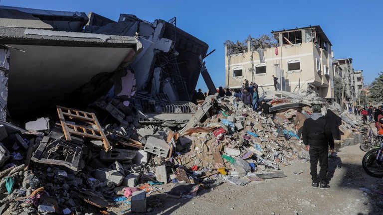 Những tòa nhà bị phá hủy ở Rafah, Gaza vào ngày 03/12/2023