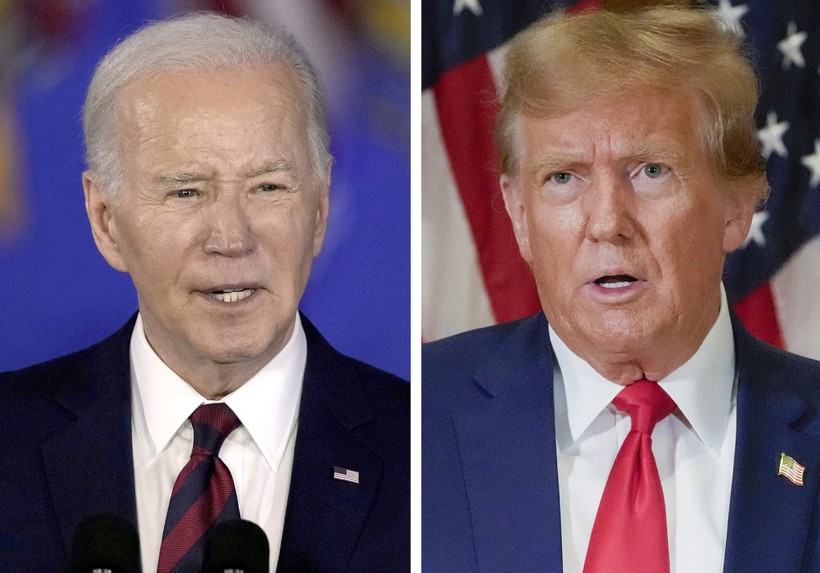 Tổng thống Mỹ Joe Biden (trái) và cựu Tổng thống Donald Trump