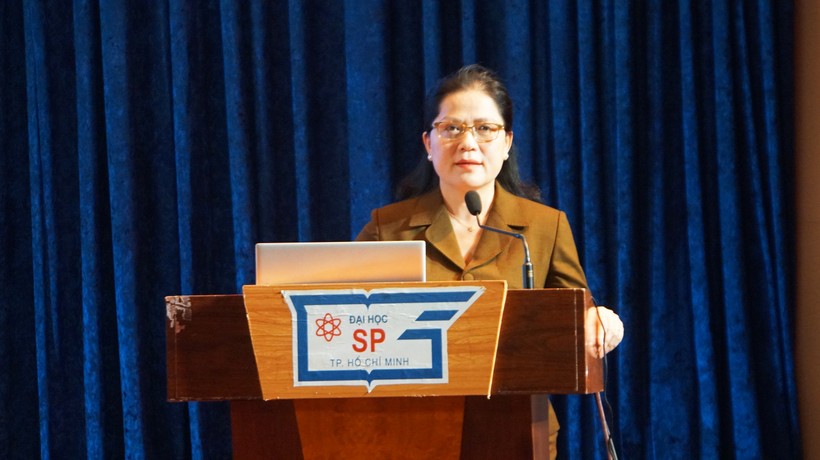 Thứ trưởng Nguyễn Thị Kim Chi phát biểu tại Hội nghị. Ảnh: Mạnh Tùng