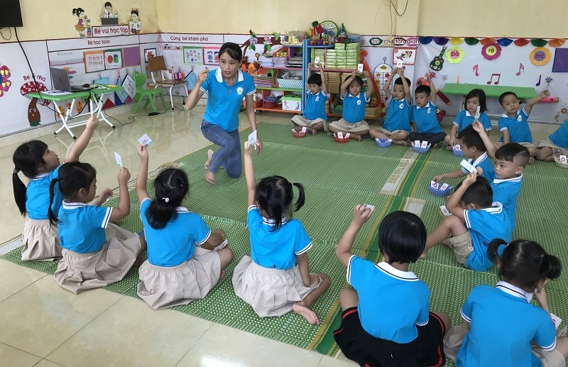 Dạy học phát huy năng lực ở trẻ - Trường Mầm non Yên Ninh, Yên Bái. Ảnh: TG