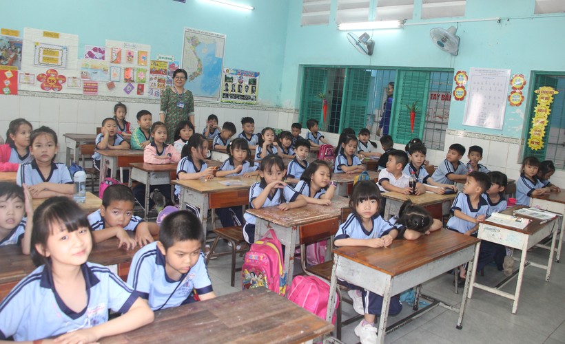 Học sinh Trường Tiểu học Hà Huy Giáp, Quận 12, TPHCM trong giờ học ở trường. Ảnh: ITN