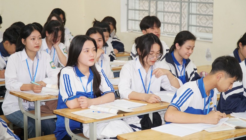 Nhiều học sinh Trường THPT Nghi Lộc 4, huyện Nghi Lộc, Nghệ An đã chủ động lựa chọn nghề nghiệp từ sớm. Ảnh: Ngọc Sơn