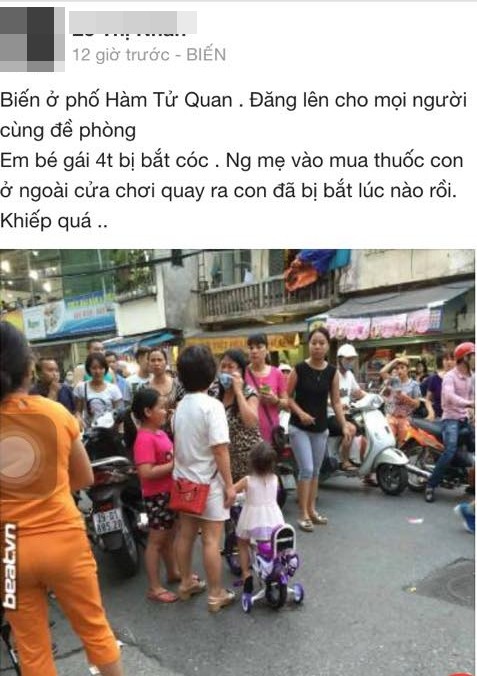Hà Nội: Sự thật thông tin bé 4 tuổi bị bắt cóc ở Hàm Tử Quan