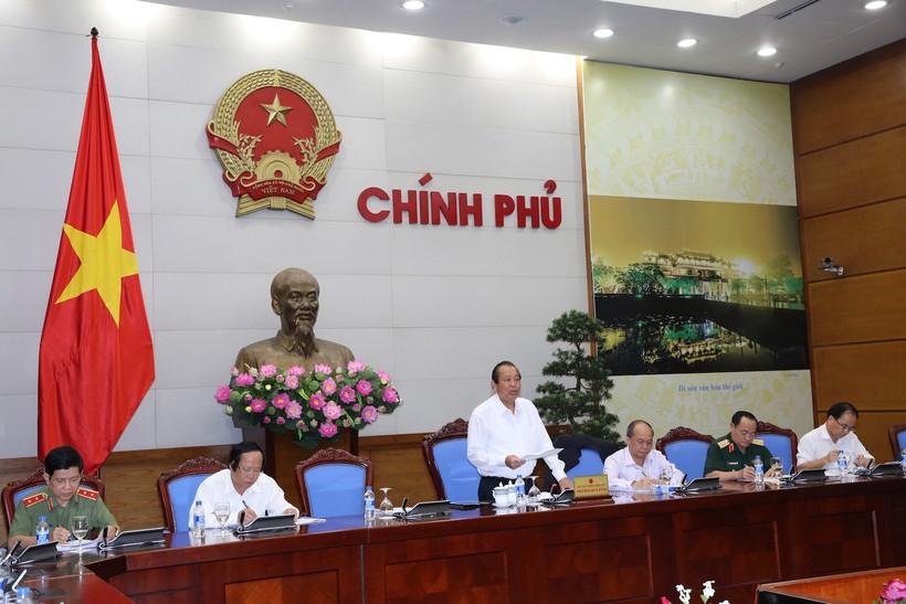 Phó Thủ tướng Thường trực Chính phủ Trương Hòa Bình phát biểu tại cuộc họp. Ảnh: VGP/Lê Sơn