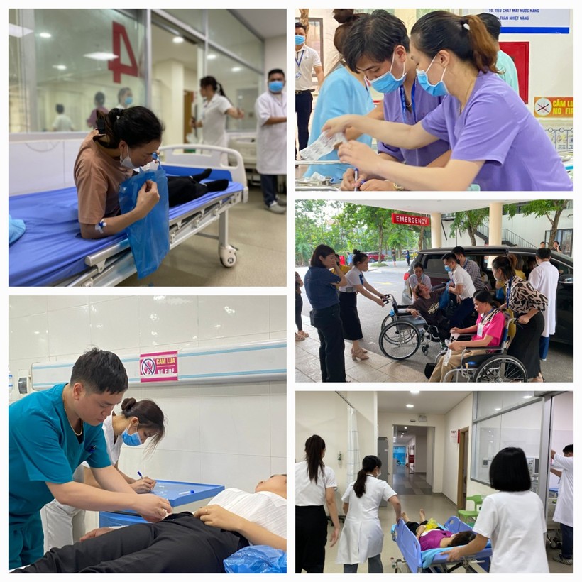 Các bác sĩ Bệnh viện Hữu nghị Lạc Việt cấp cứu cho công nhân.