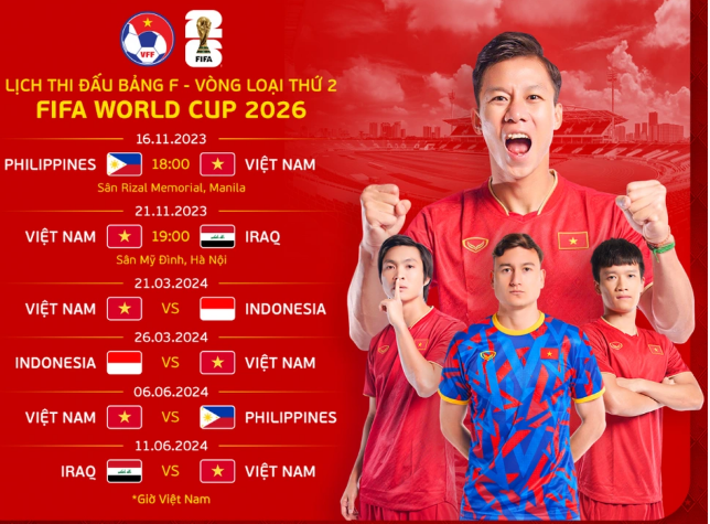 Lịch thi đấu vòng loại World Cup 2026 của ĐT Việt Nam.