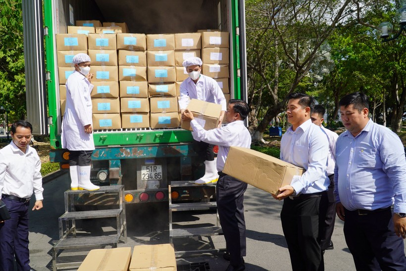 Lần đầu tiên 15 tấn củ sen Đồng Tháp được xuất khẩu sang Nhật Bản. (Ảnh: CTV)