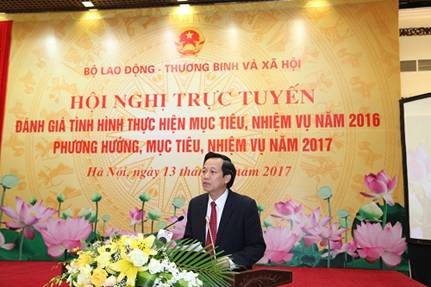 Bộ trưởng Bộ LĐ-TB&XH Đào Ngọc Dung phát biểu khai mạc Hội nghị