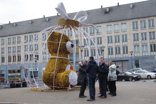 chú gấu misa biểu tượng hòa bình trong lễ hội năm mới tại Liege