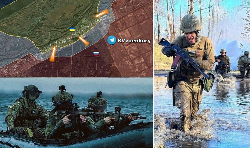 Thủy quân lục chiến đã kéo cờ Nga ở trung tâm Krynki