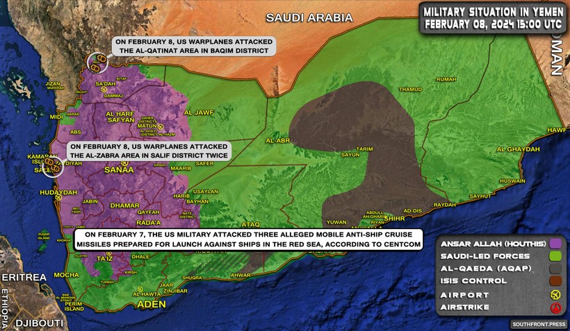 Mỹ-Anh không kích dữ dội, diệt 2 bệ phóng tên lửa Houthi ven bờ Biển Đỏ